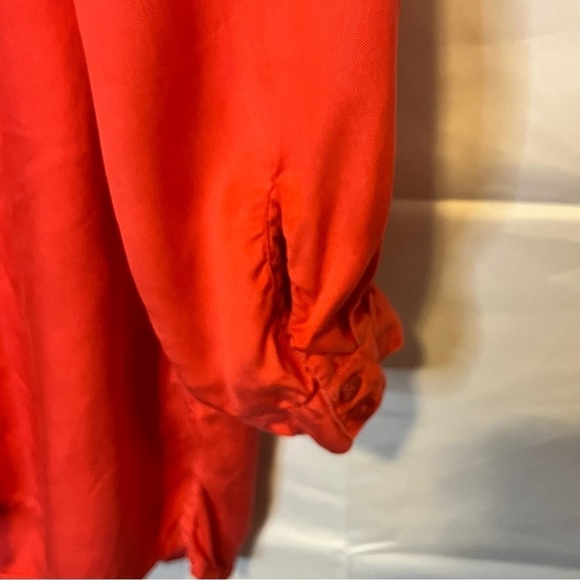 Crown & Ivy, Red Ruffled V Neck, Long Sleeve Blouse, 2X - Picture 6 of 9